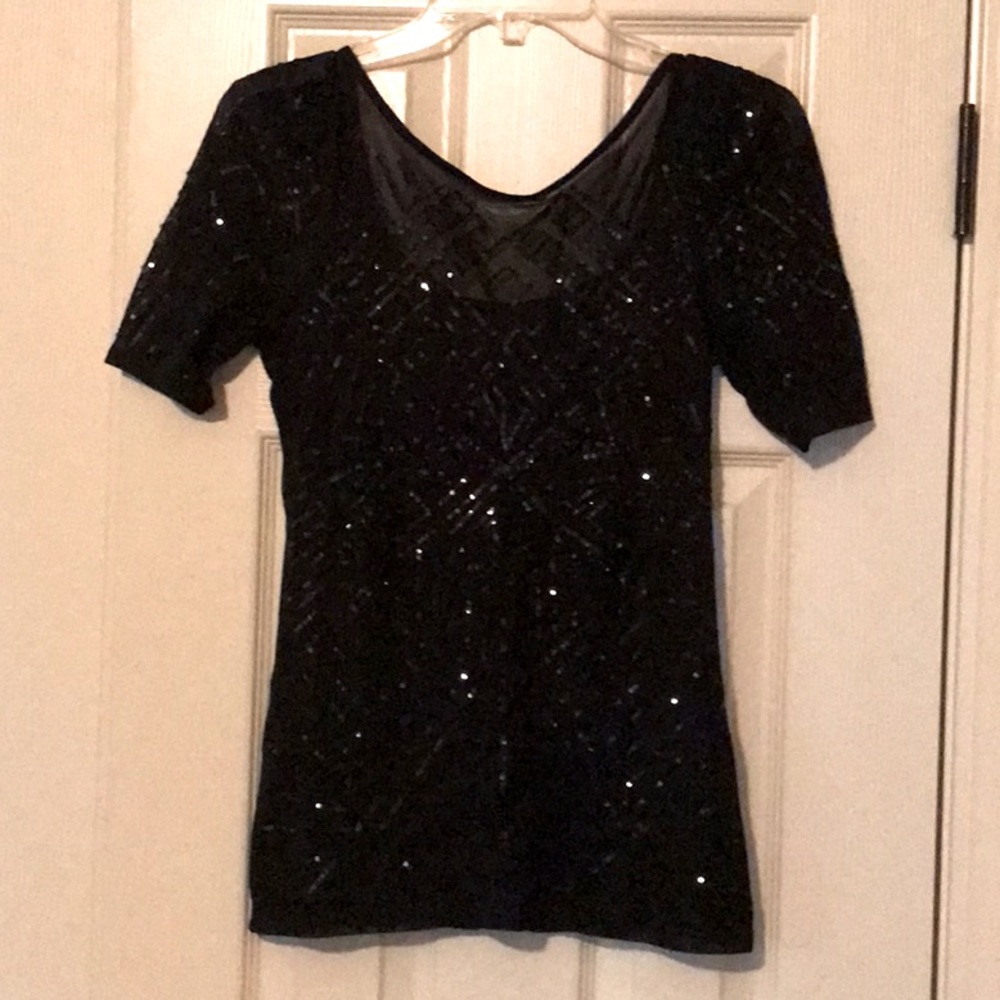WHBM black sequin top